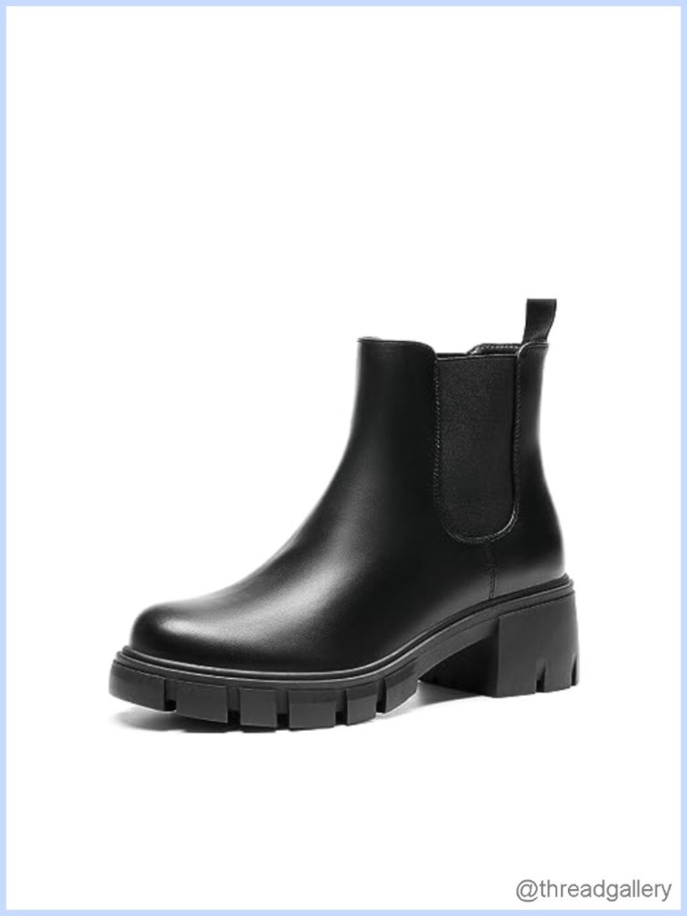 Women's Faux Leather Elastic Chelsea Ankle Boots Block Heel Booties